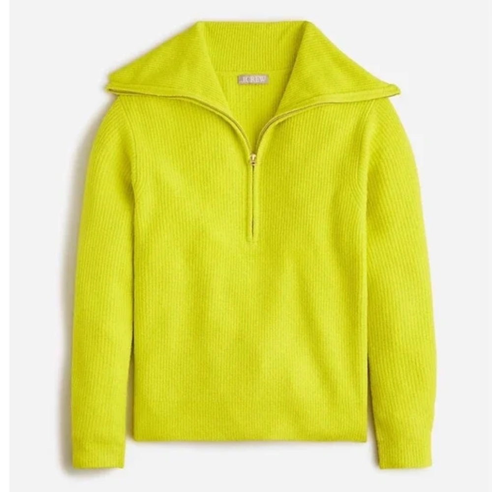 J. Crew Neon Lime Half-Zip Sweater